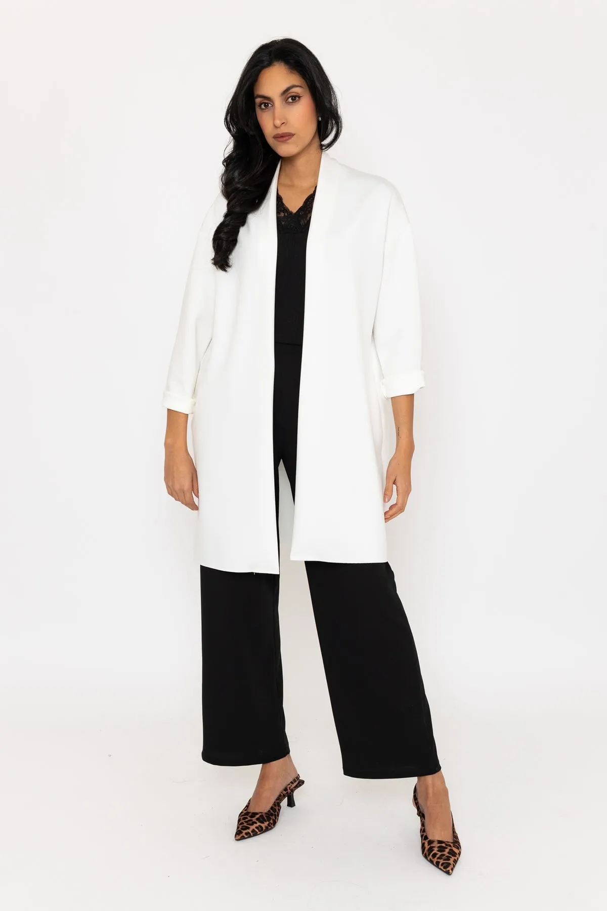 3/4 Length Sleeve Soft Touch Cover Up in Ecru