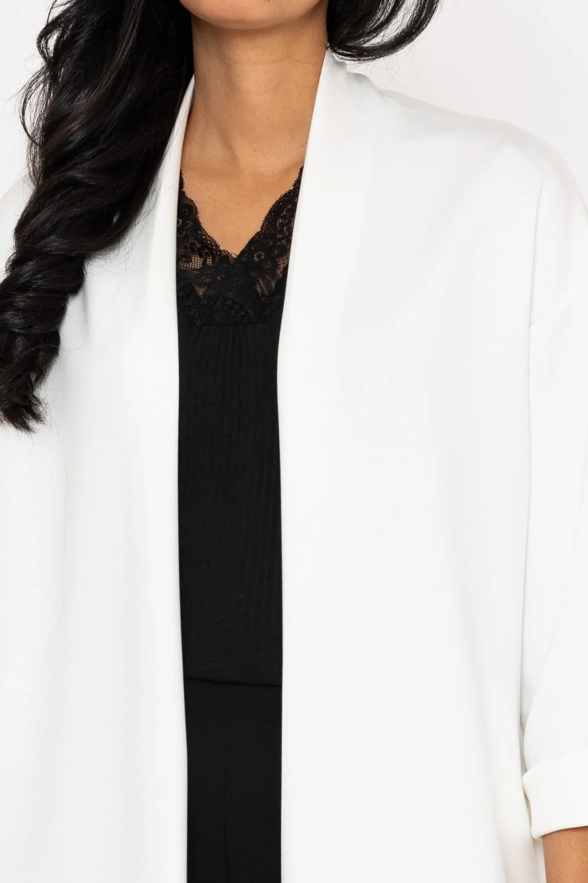 3/4 Length Sleeve Soft Touch Cover Up in Ecru