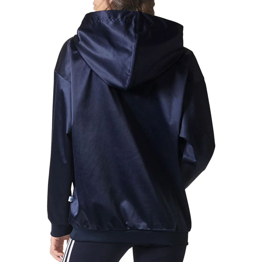 Adidas Originals Trefoil Women's Satin Pullover Hoodie Legend Ink/White