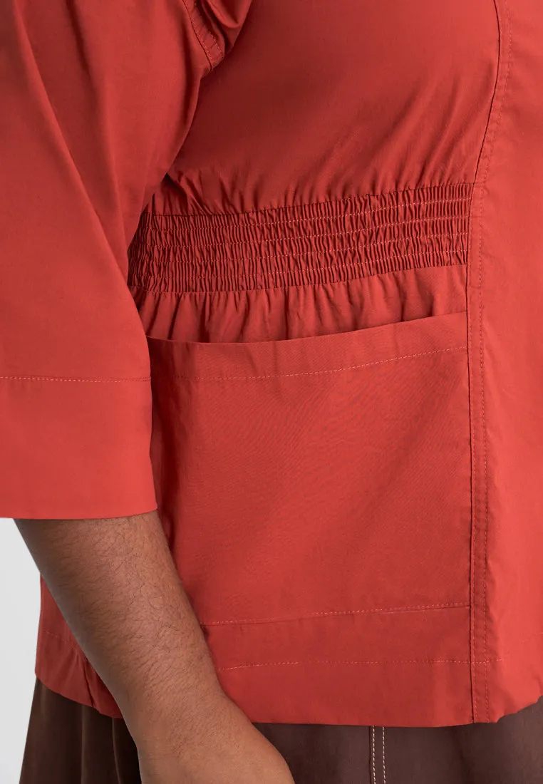 Aiden Cargo Side Smocked Shirt Jacket