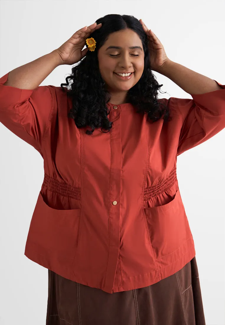 Aiden Cargo Side Smocked Shirt Jacket