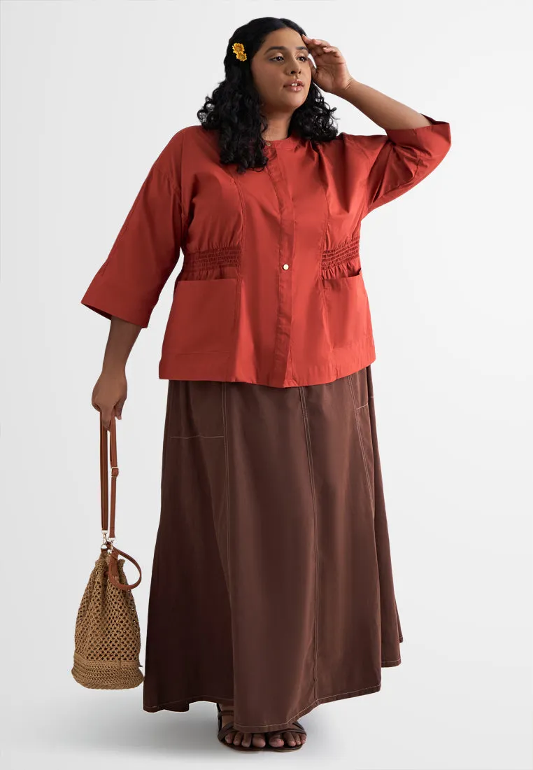 Aiden Cargo Side Smocked Shirt Jacket