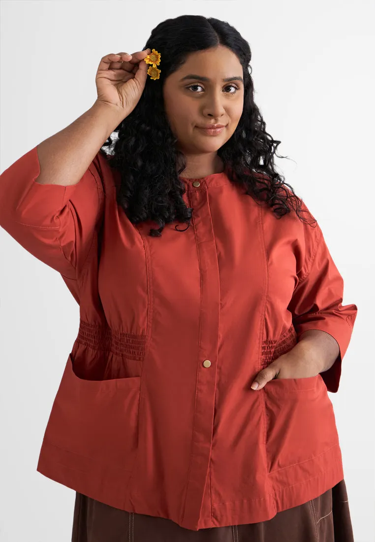 Aiden Cargo Side Smocked Shirt Jacket