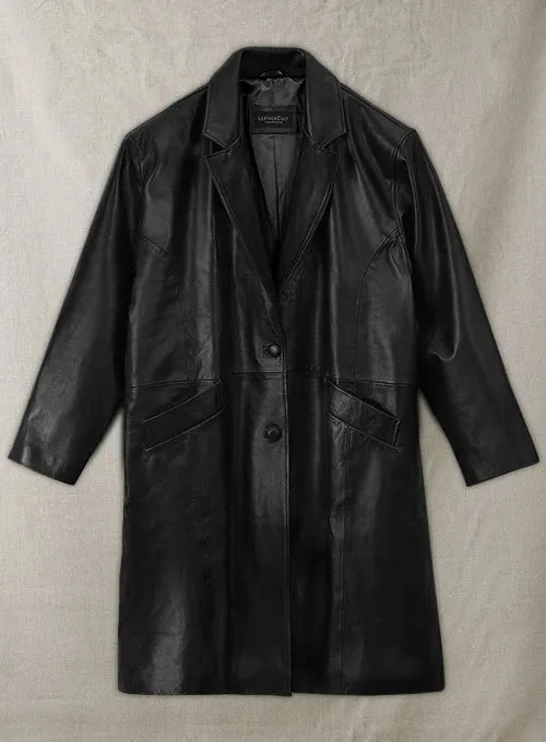 Ashley Roberts Black Leather long coat