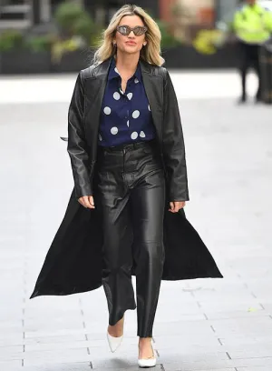 Ashley Roberts Black Leather long coat