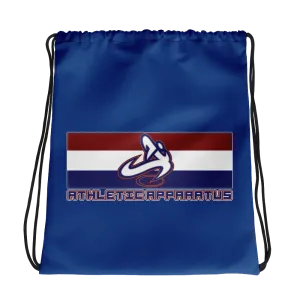 Athletic Apparatus Blue 2 rwb logo Drawstring bag
