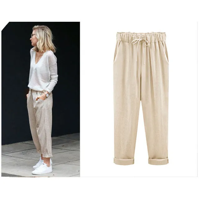 Autumn Woman Cotton Linen Plus