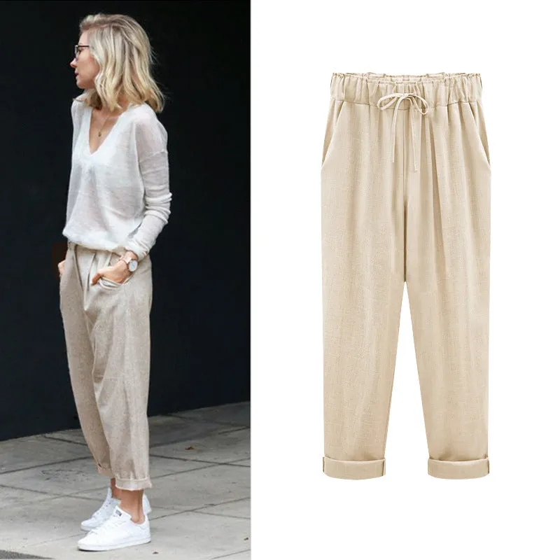 Autumn Woman Cotton Linen Plus