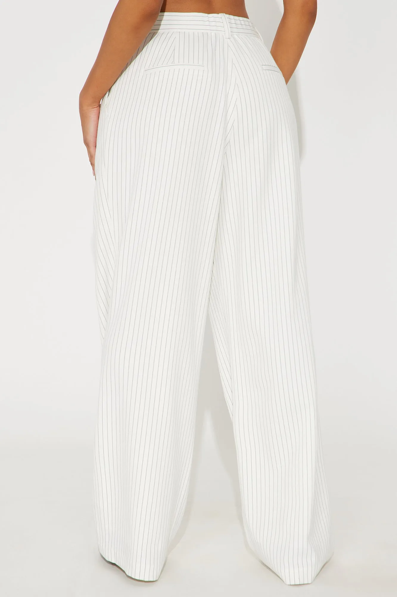 Avery Pinstripe Wide Leg Trouser - Ivory