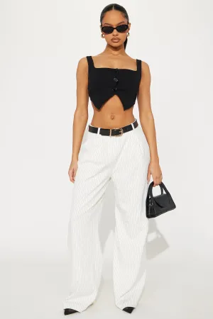 Avery Pinstripe Wide Leg Trouser - Ivory