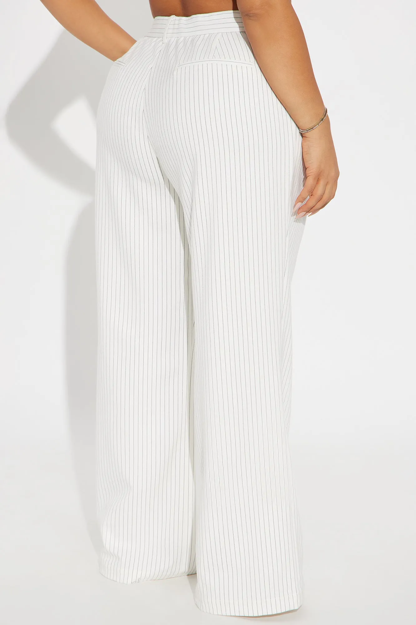Avery Pinstripe Wide Leg Trouser - Ivory