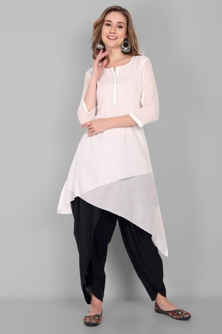 Black Cotton Tulip Pant with Lace