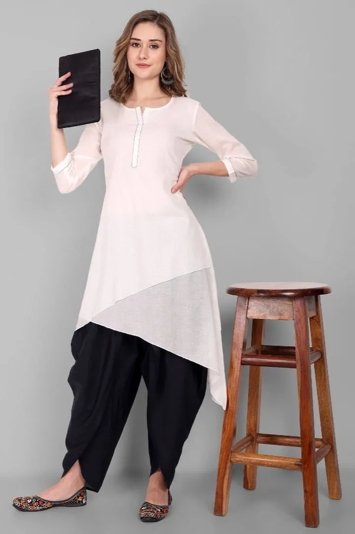 Black Cotton Tulip Pant with Lace