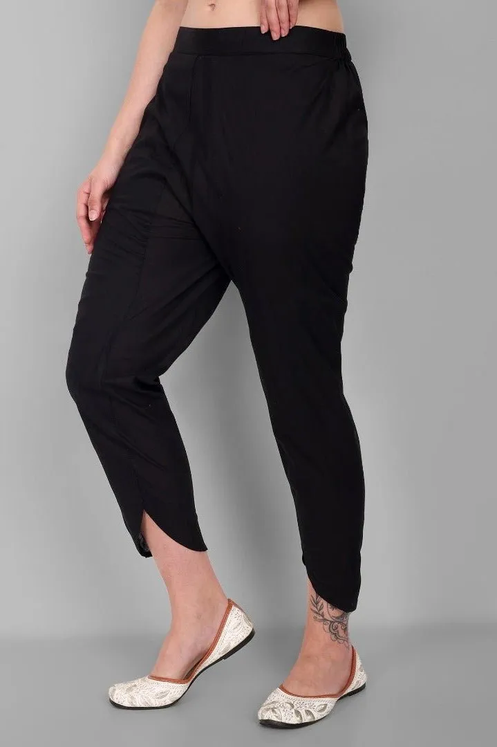Black Cotton Tulip Pant