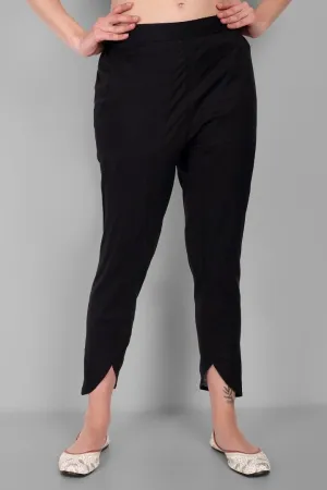 Black Cotton Tulip Pant