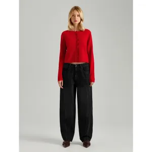 Black Faded Baggy Wide Jeans