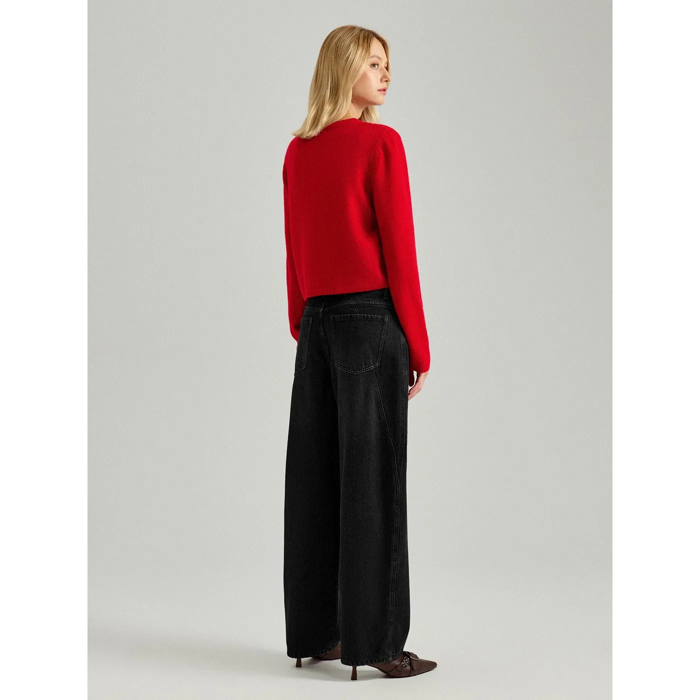 Black Faded Baggy Wide Jeans