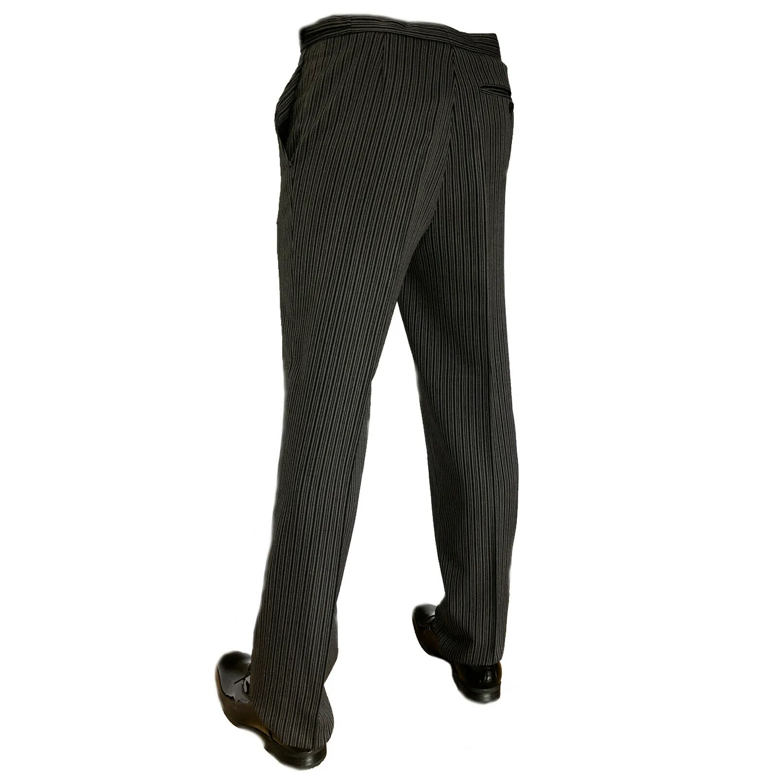 Black Herringbone Tailcoat & Pinstripe Trouser 2 Piece Suit - Ex Hire
