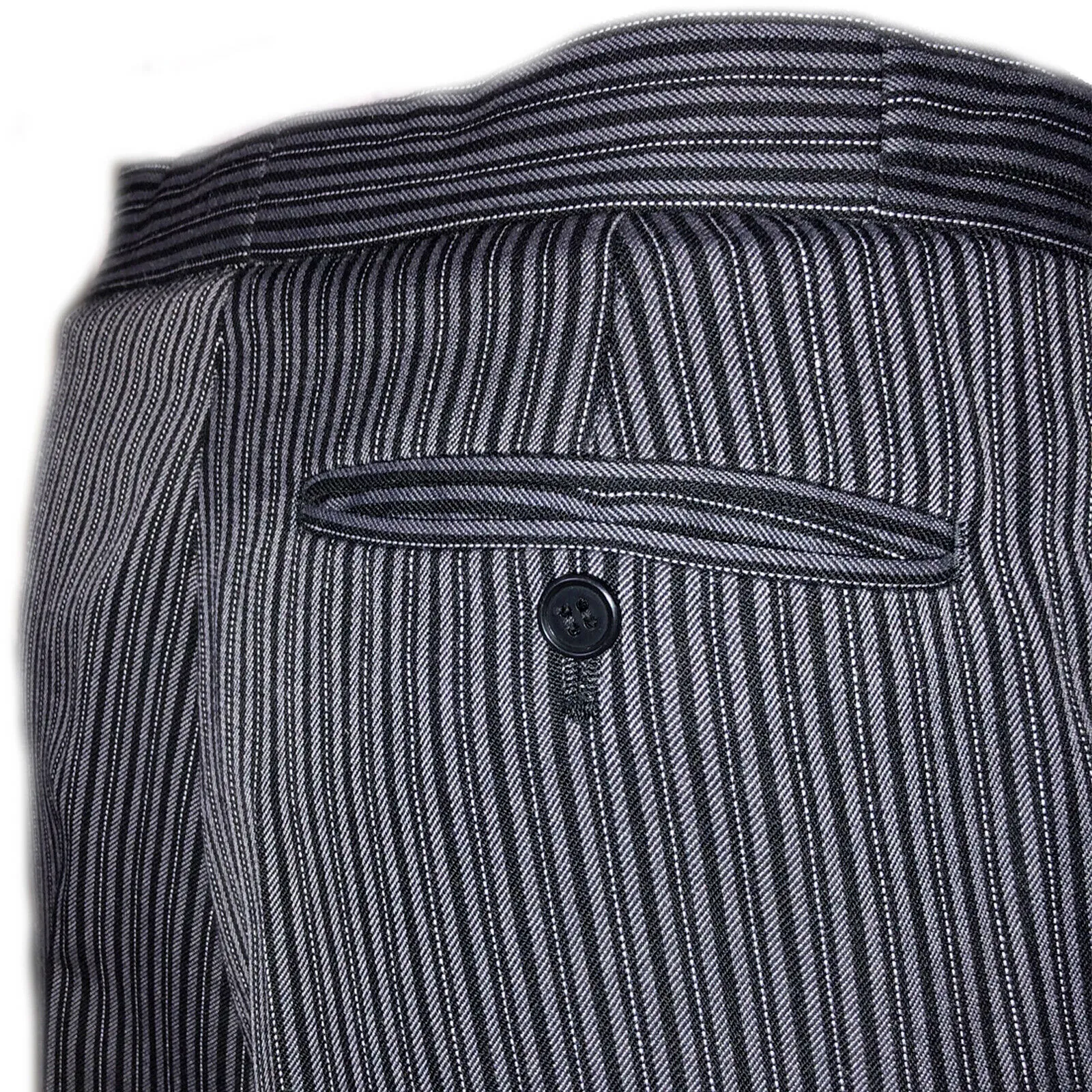 Black Herringbone Tailcoat & Pinstripe Trouser 2 Piece Suit - Ex Hire