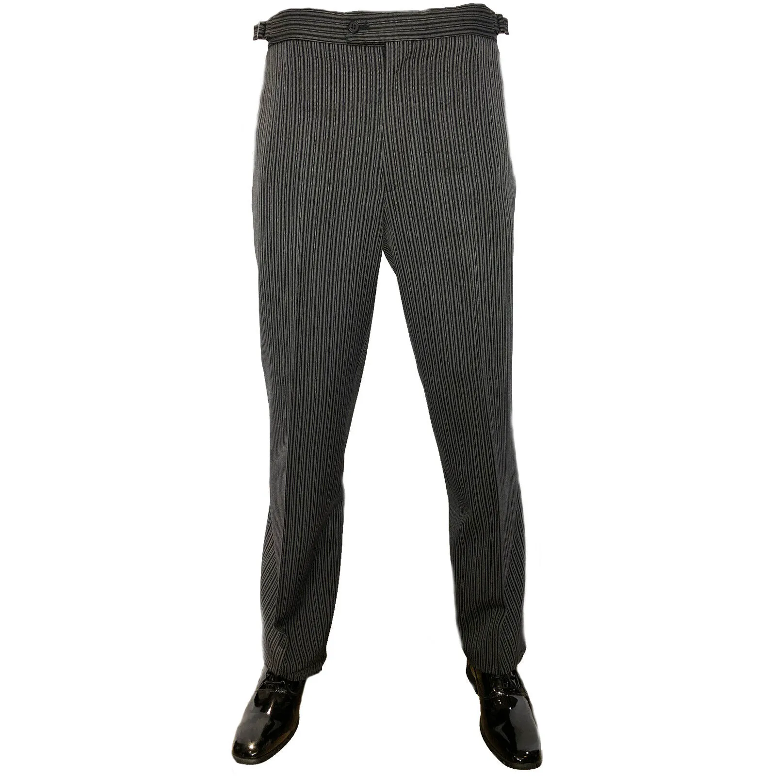 Black Herringbone Tailcoat & Pinstripe Trouser 2 Piece Suit - Ex Hire
