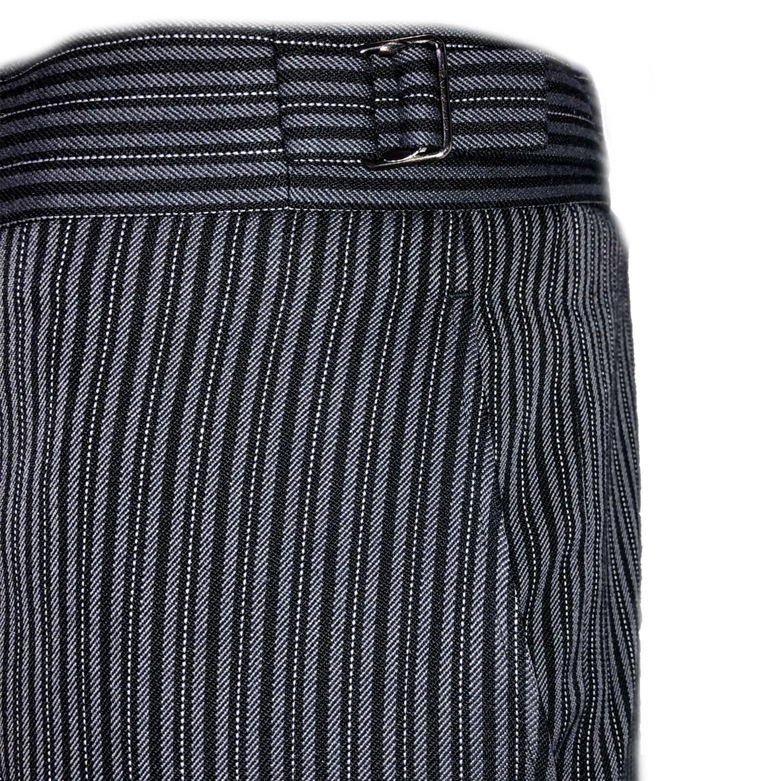 Black Herringbone Tailcoat & Pinstripe Trouser 2 Piece Suit - Ex Hire