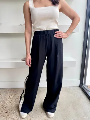 Black Side Stripe Wide Leg Pant