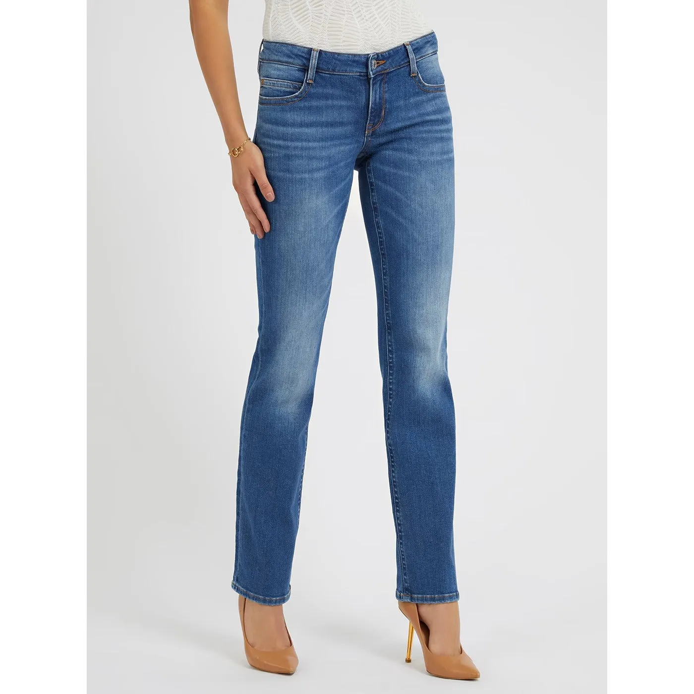 Blue High Rise Straight Jeans