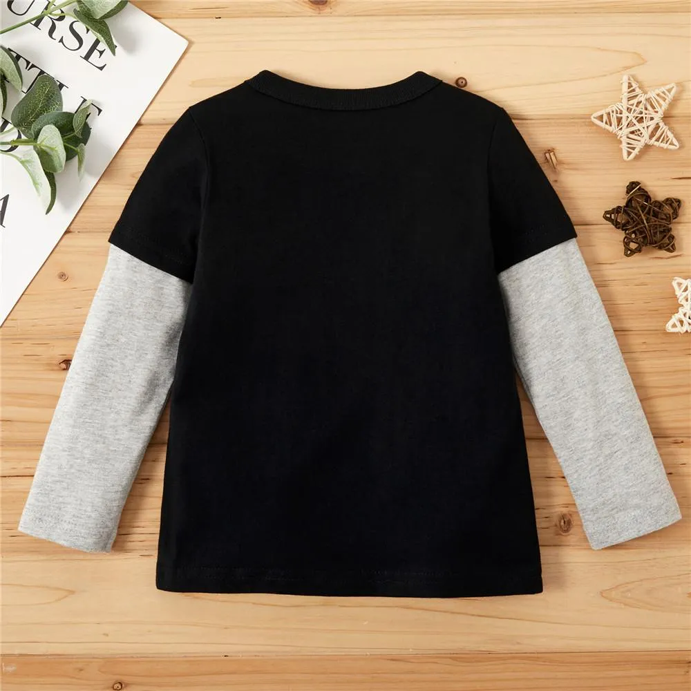 Boys Casual Long Sleeve Space Astronaut Printed Tops