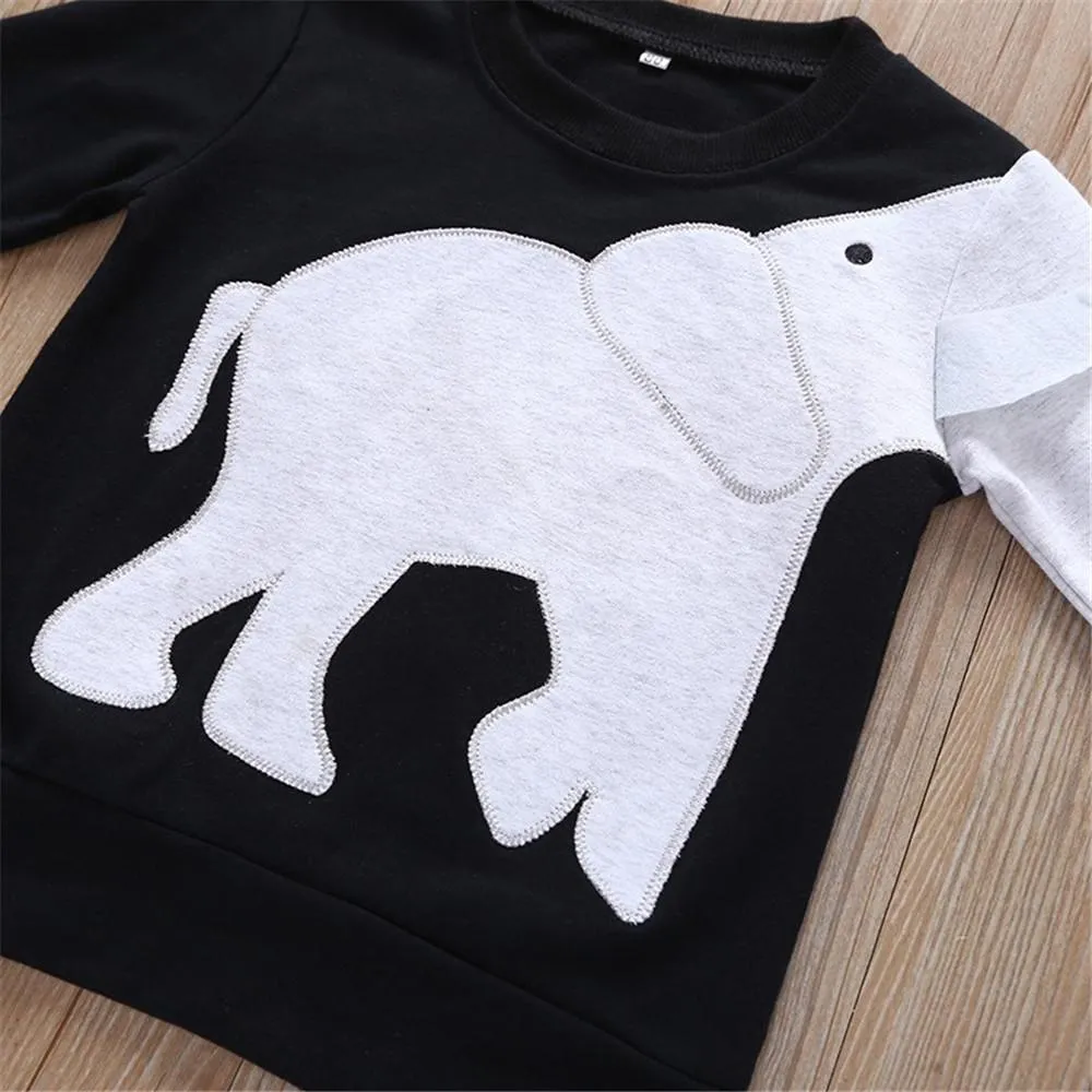 Boys Elephant Long Sleeve Casual Tops