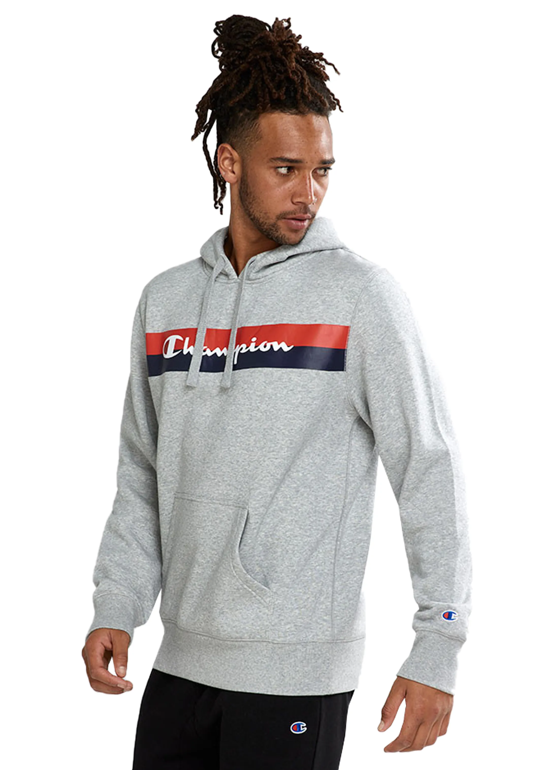Champion Mens Sporty Graphic Print Hoodie Oxford Grey <br> AXWPN 6Y4