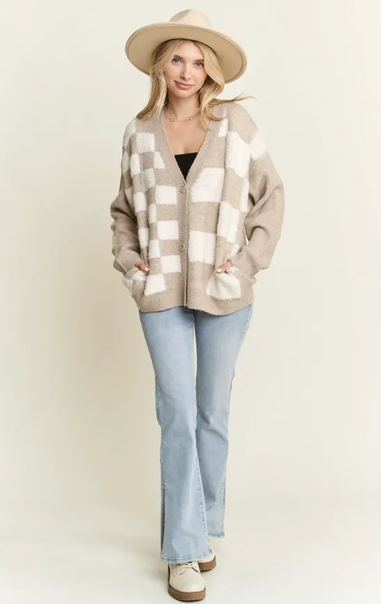 Check Mate Puff Cardigan