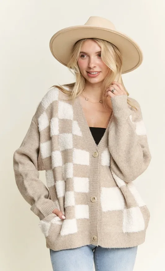 Check Mate Puff Cardigan