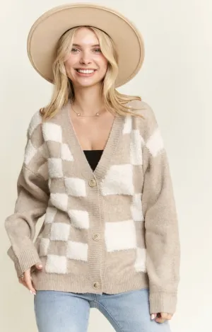 Check Mate Puff Cardigan