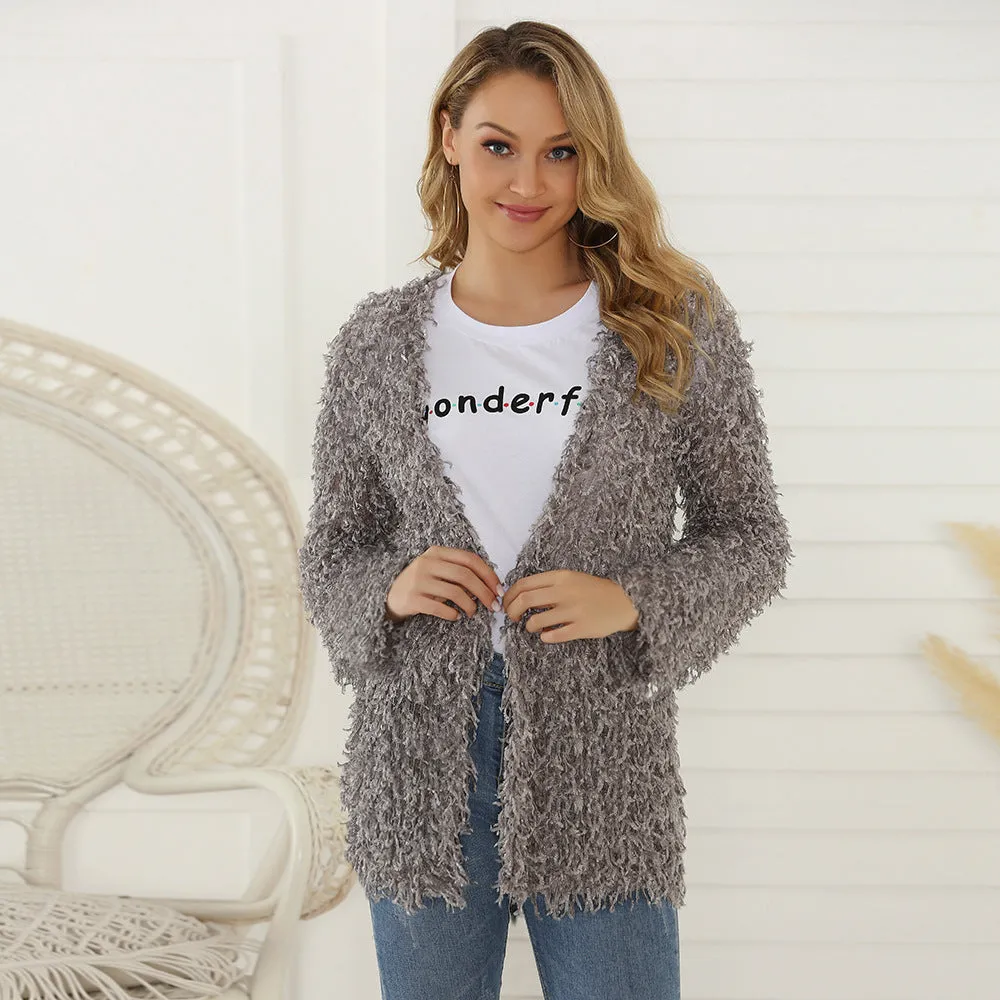 Chic Autumn Long-Sleeved Plush Cardigan