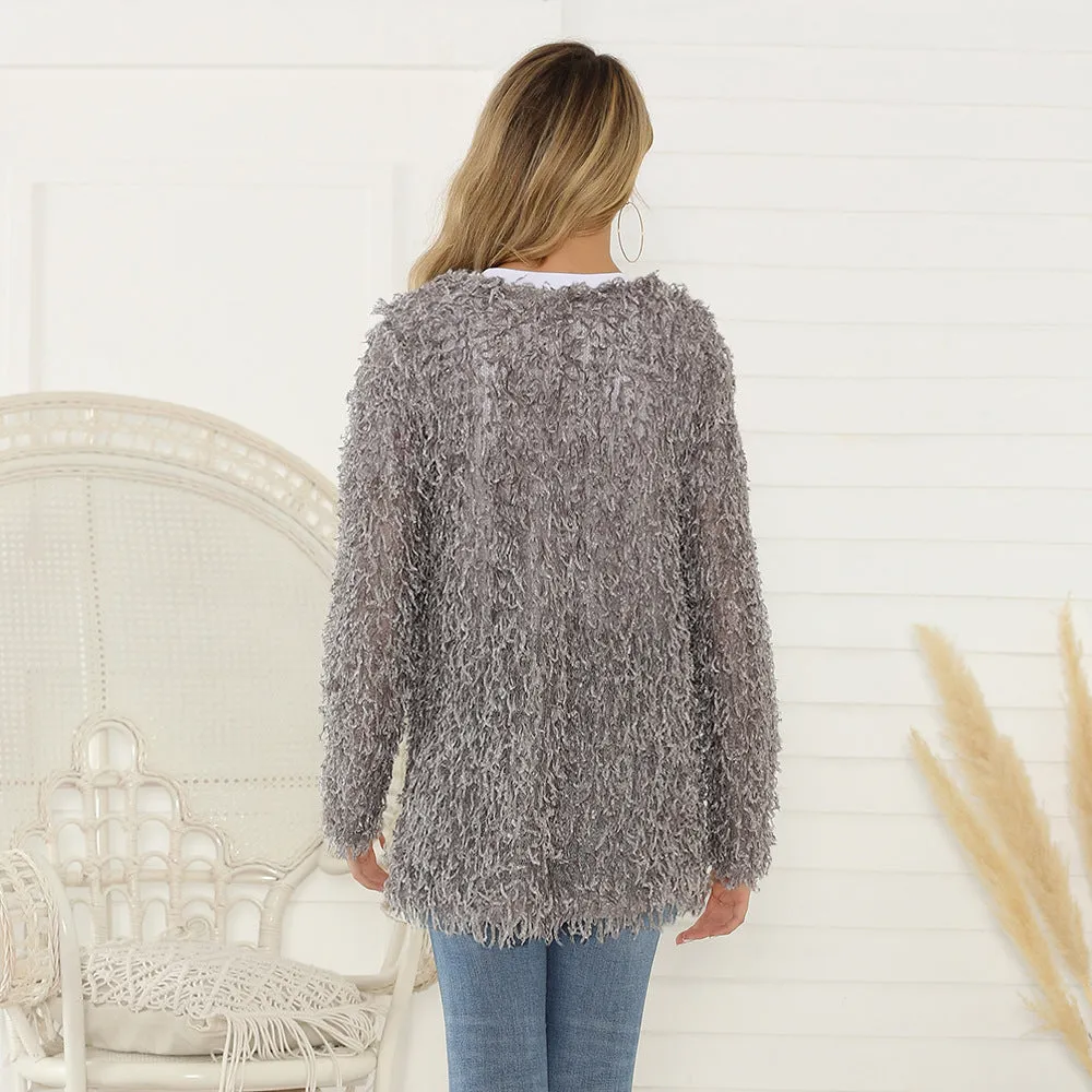 Chic Autumn Long-Sleeved Plush Cardigan