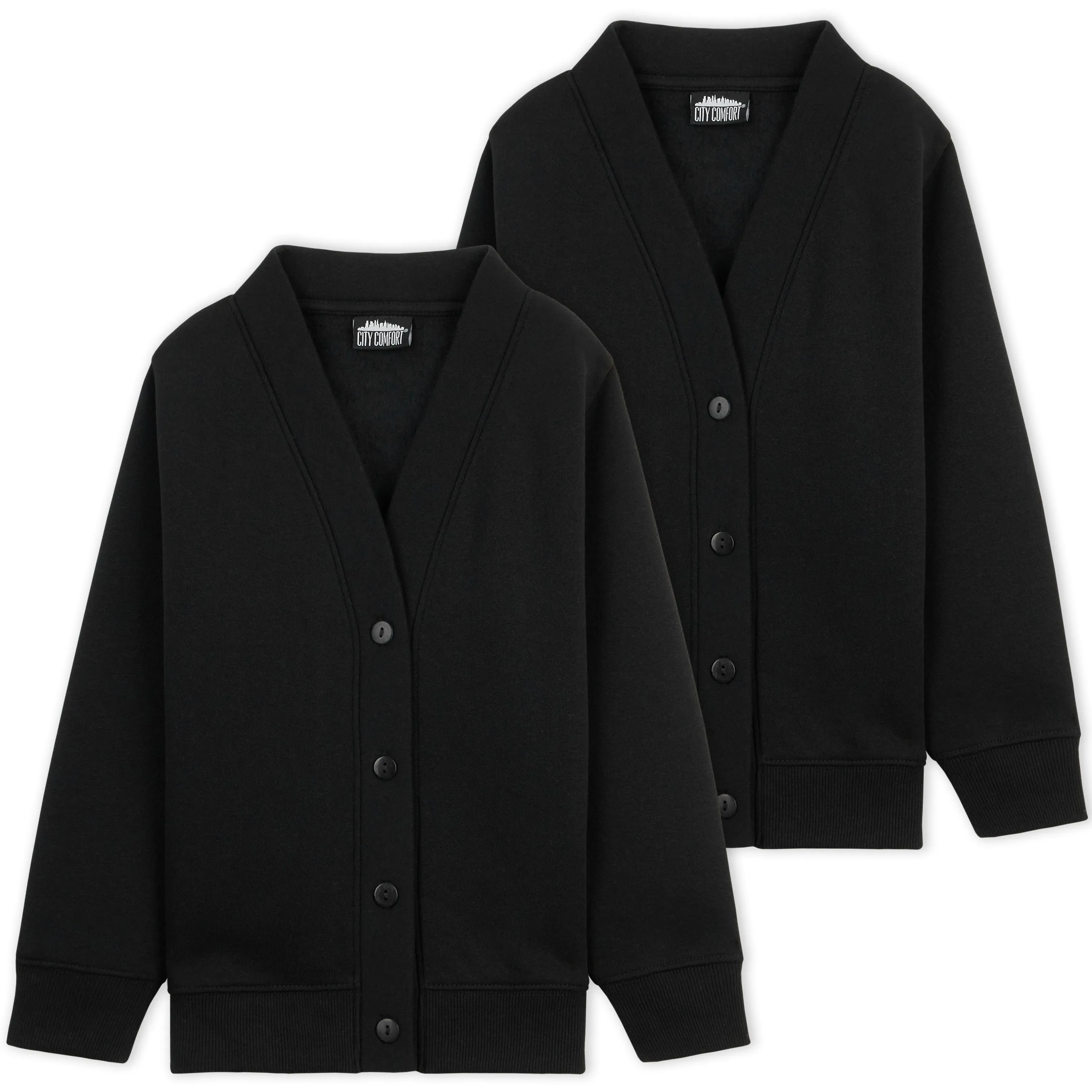 CityComfort Cardigan for Girls and Boys, 2 Pack Plain Button Down Cardigan