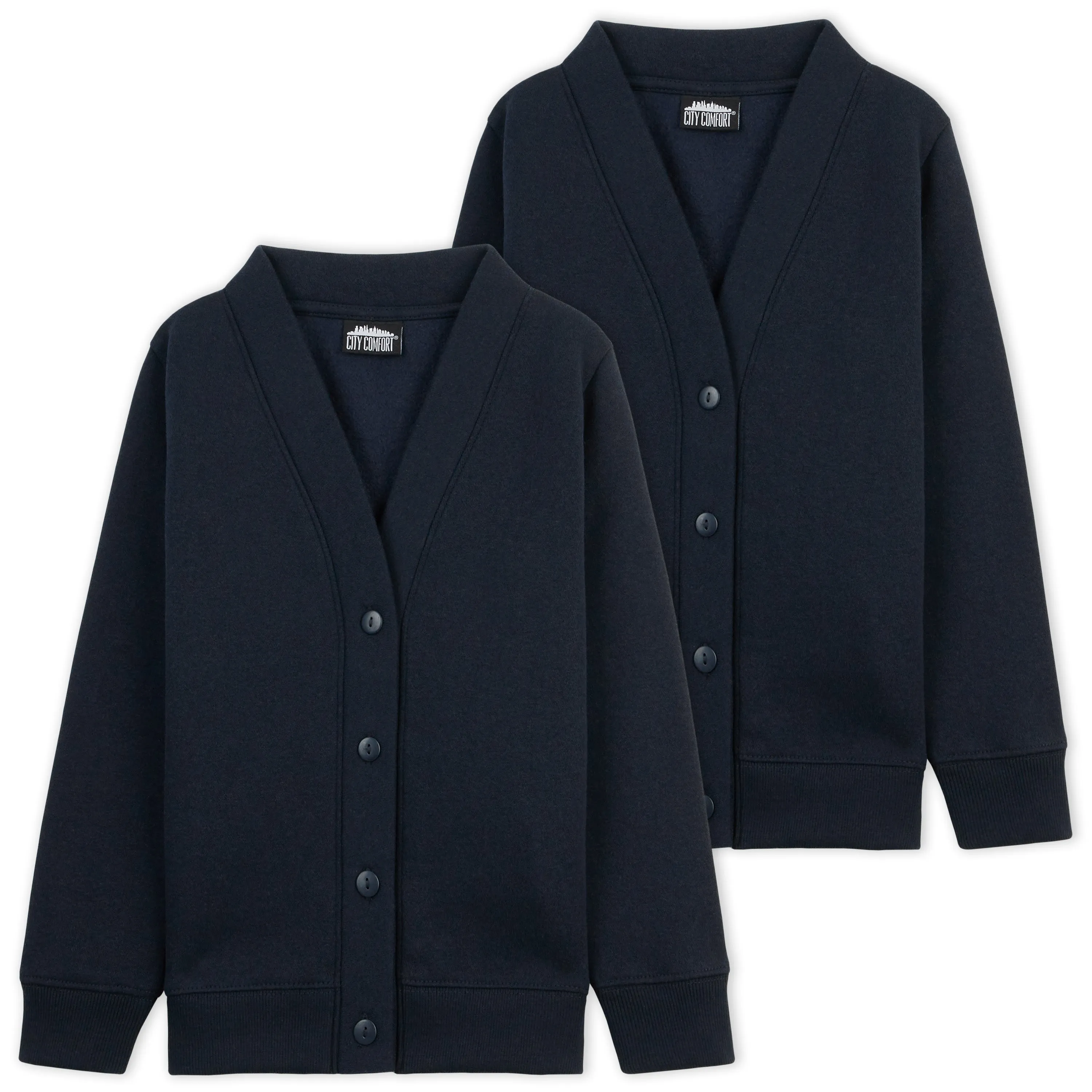 CityComfort Cardigan for Girls and Boys, 2 Pack Plain Button Down Cardigan