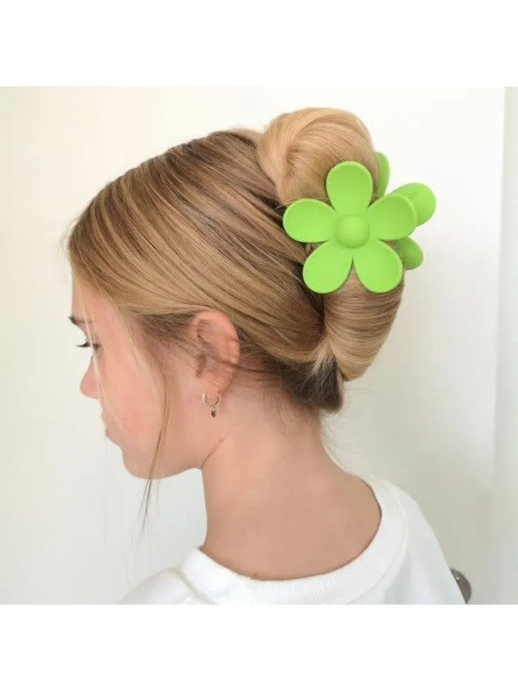 Claw Clip - Flower - Forest Green