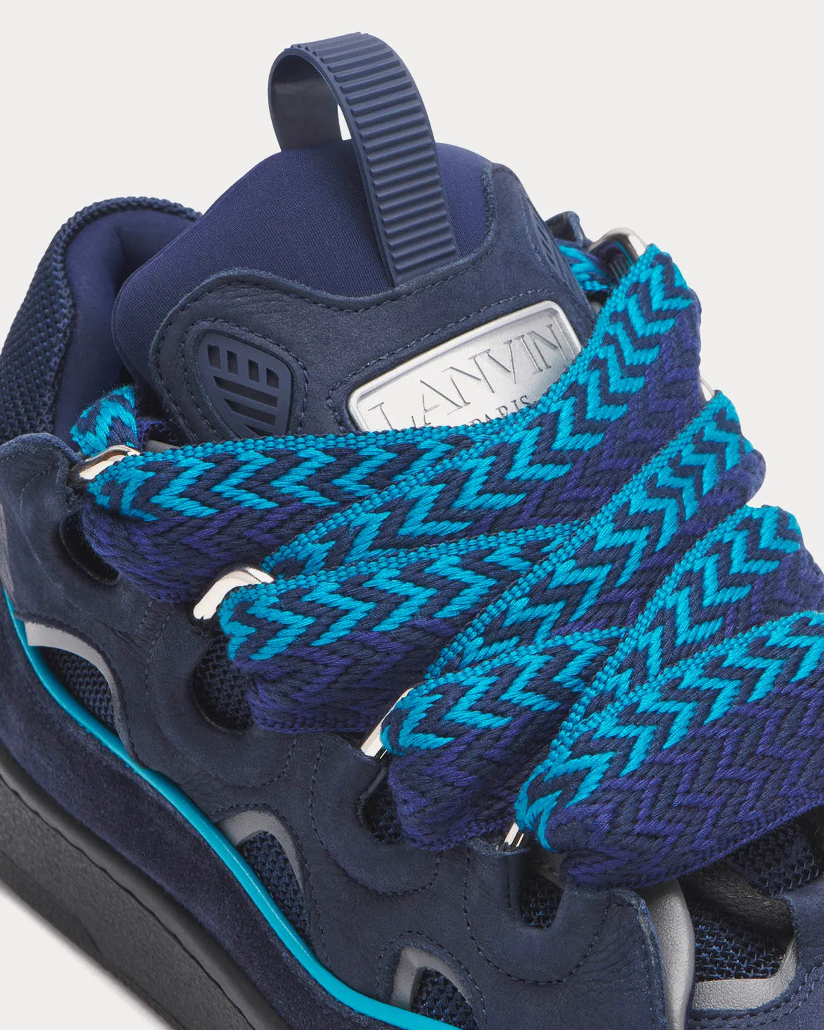 Curb Leather Navy Blue Low Top Sneakers