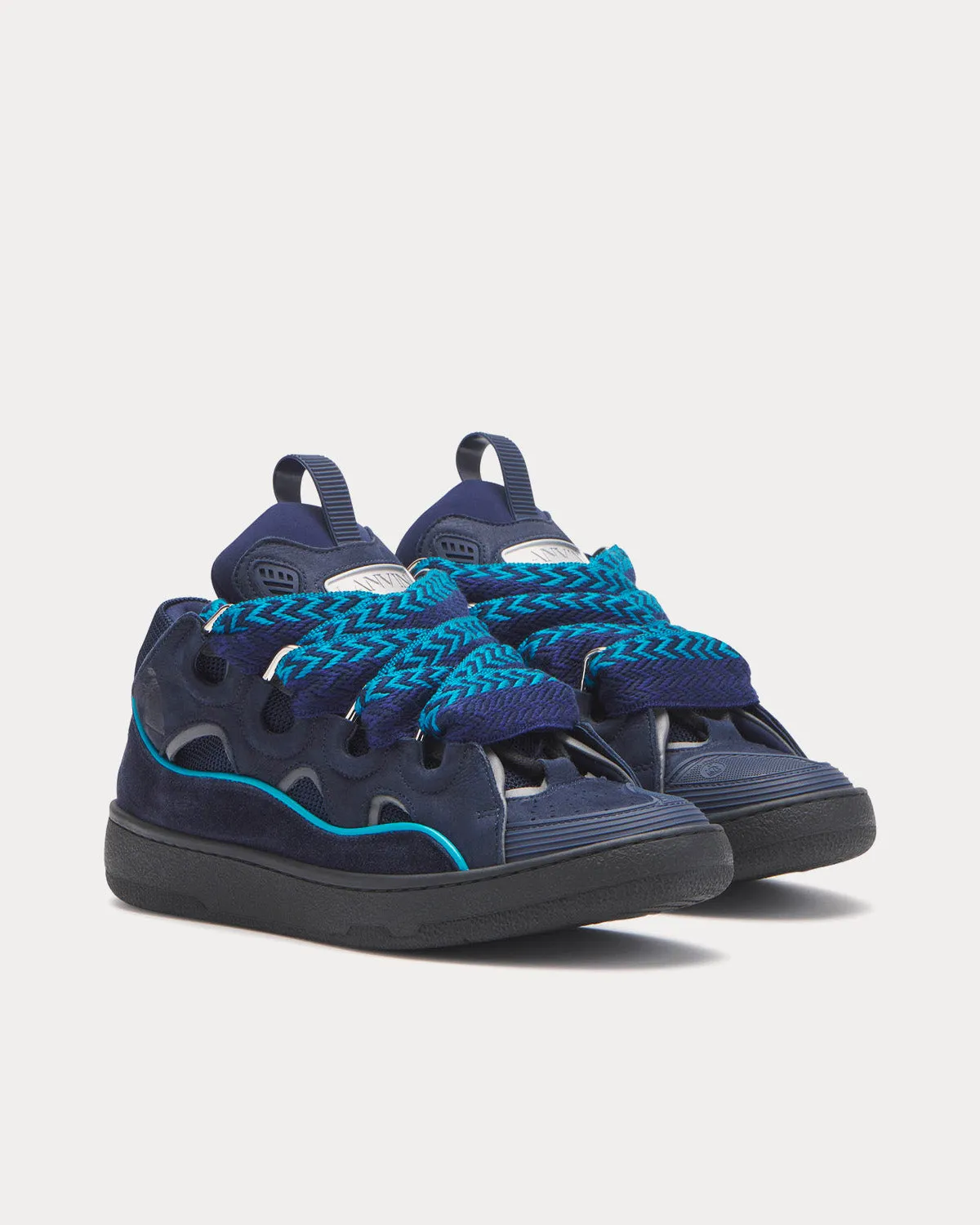 Curb Leather Navy Blue Low Top Sneakers