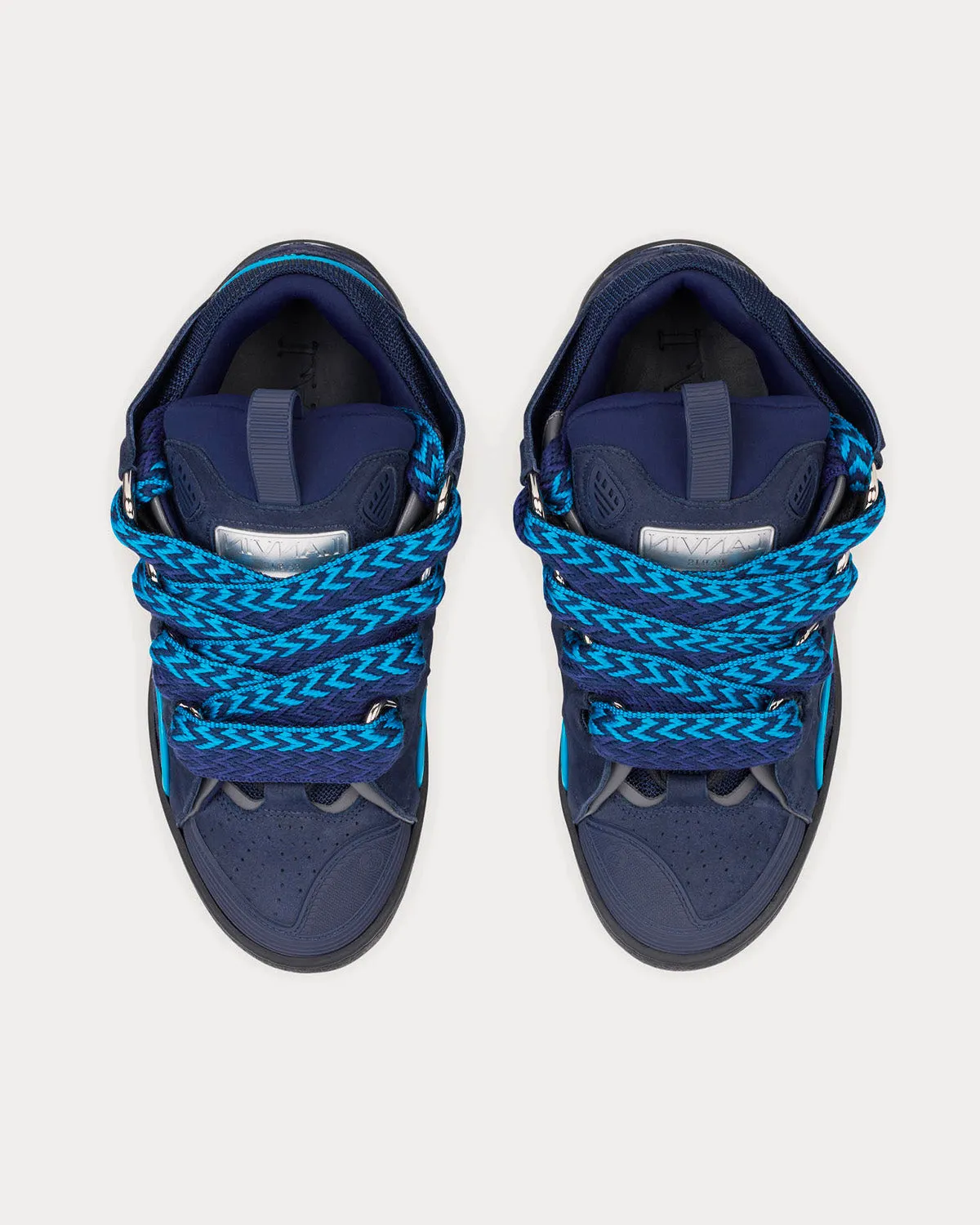 Curb Leather Navy Blue Low Top Sneakers