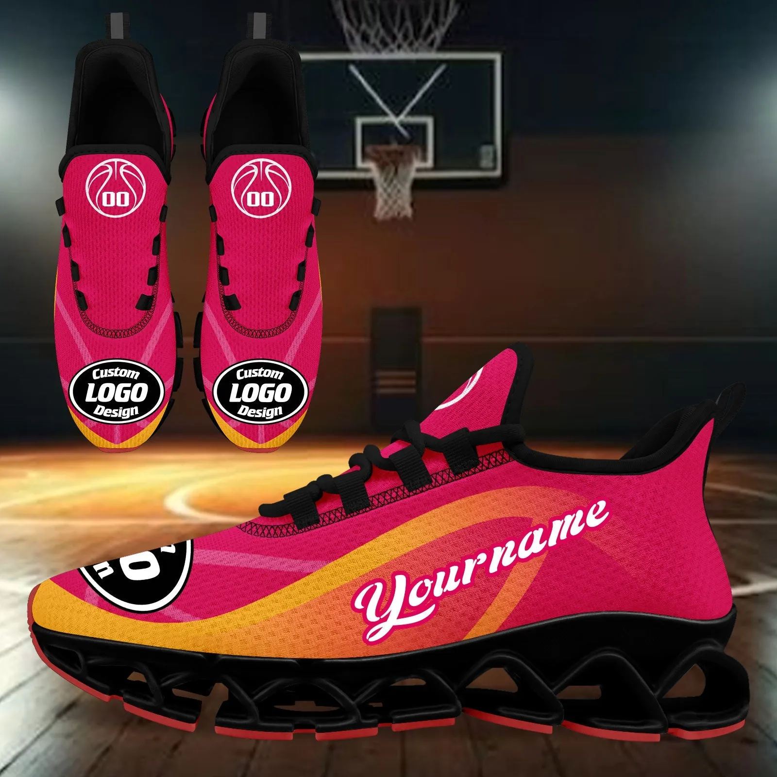 Custom Pink Yellow Maxsoul Shoes Personalized Sneaker FN003XD-D020391-20