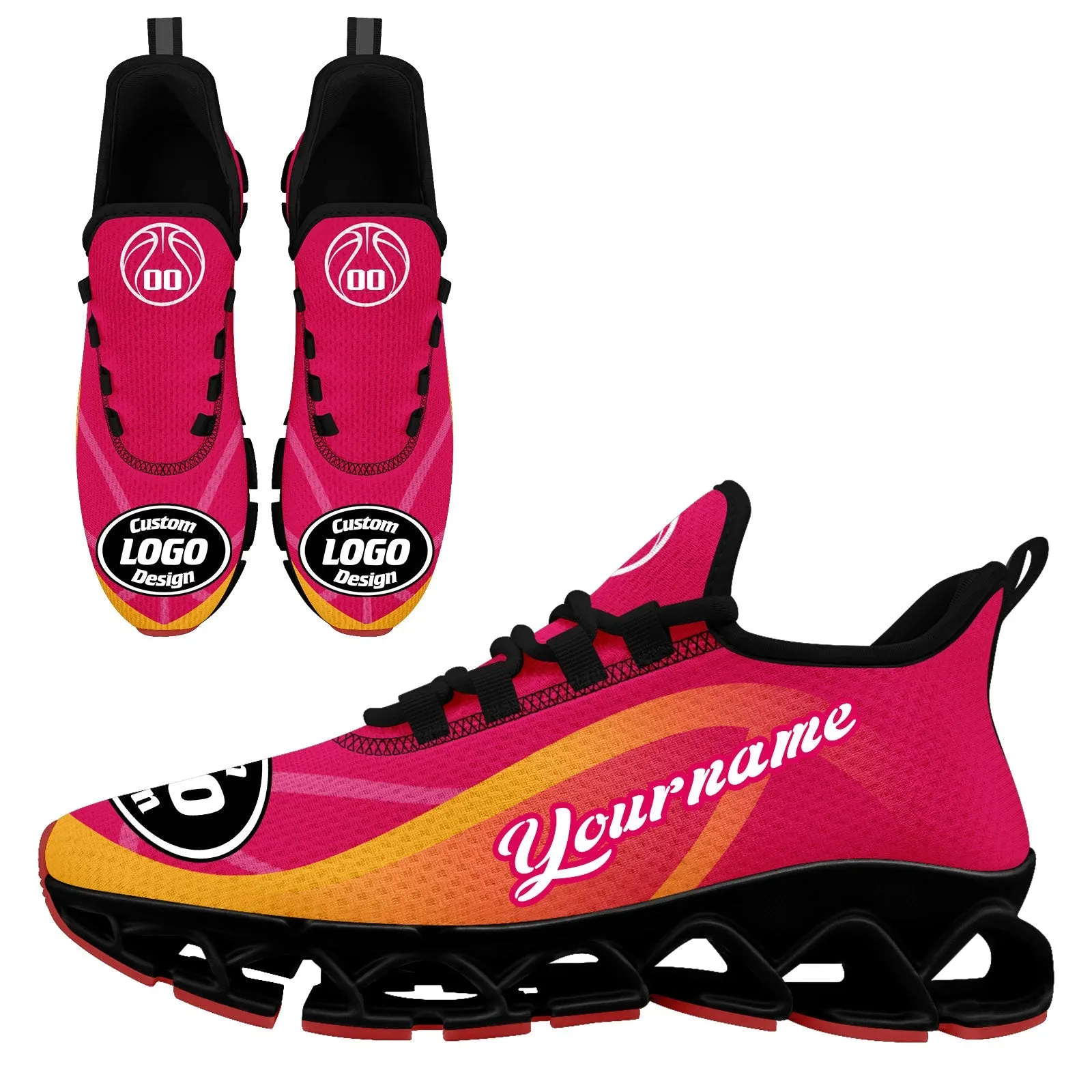 Custom Pink Yellow Maxsoul Shoes Personalized Sneaker FN003XD-D020391-20