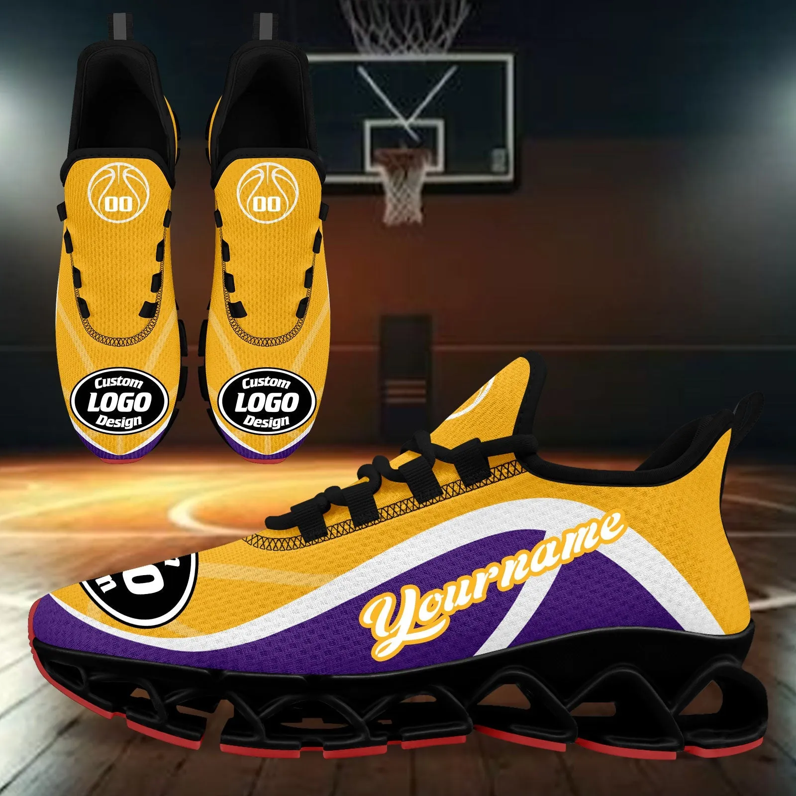 Custom Purple Yellow Maxsoul Shoes Personalized Sneaker FN003XD-D020391-7