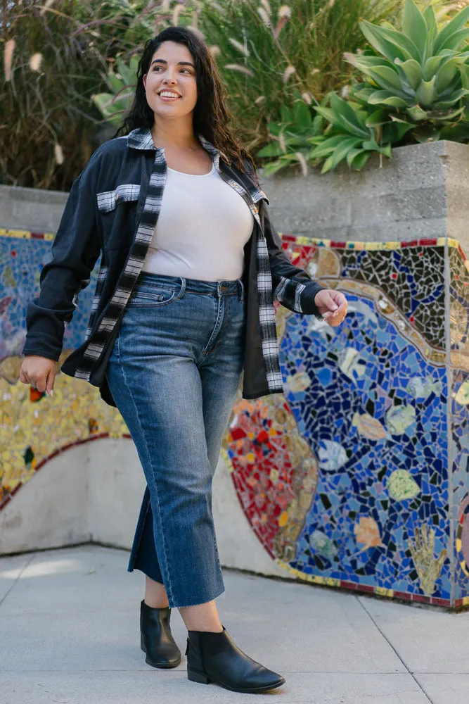 Dolly High Rise Back Pocket Classic Cropped Wide Leg Jeans - PLUS