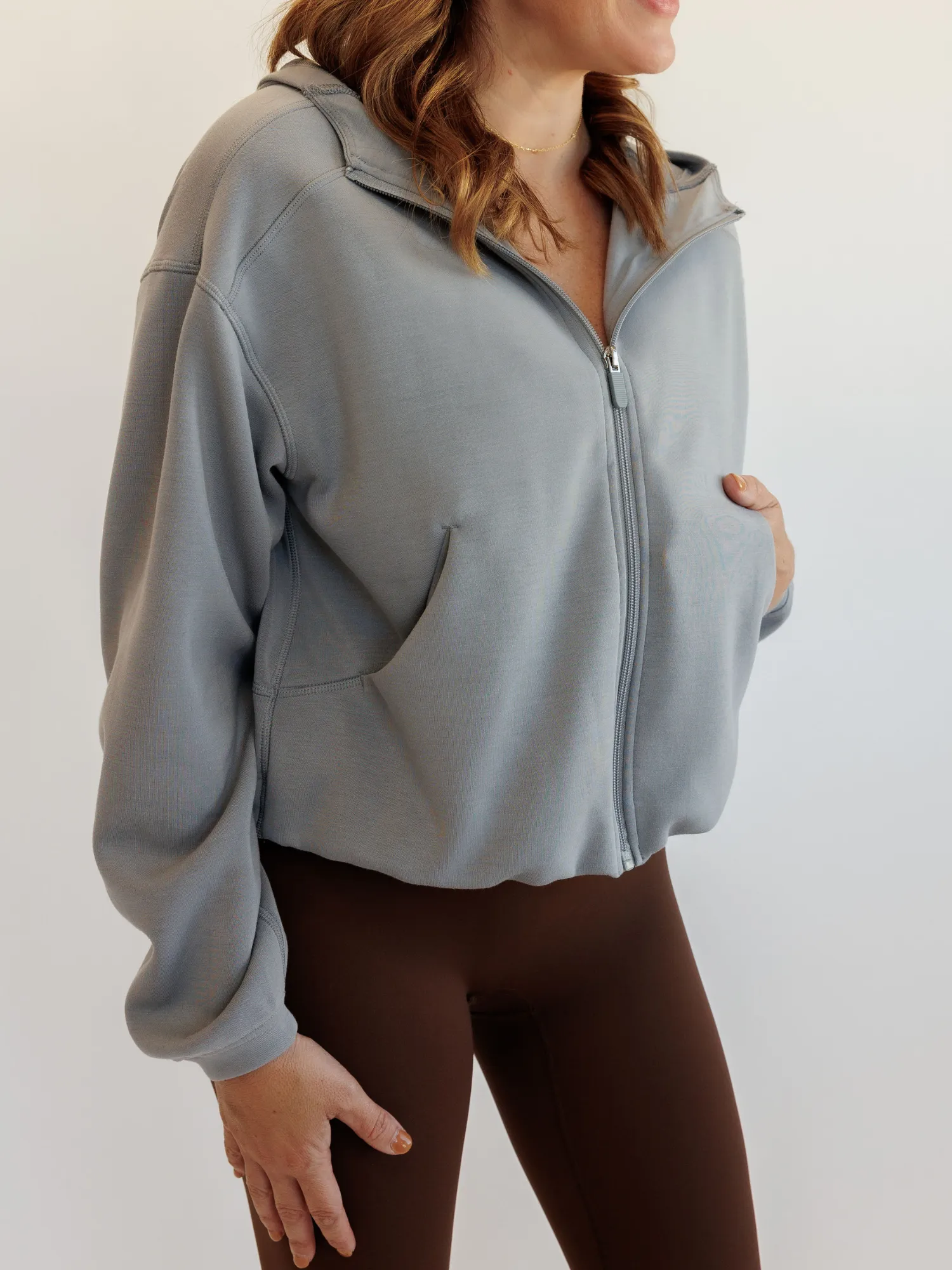 Dove Gray "Callie" Full Zip Cozy Hooded Jacket