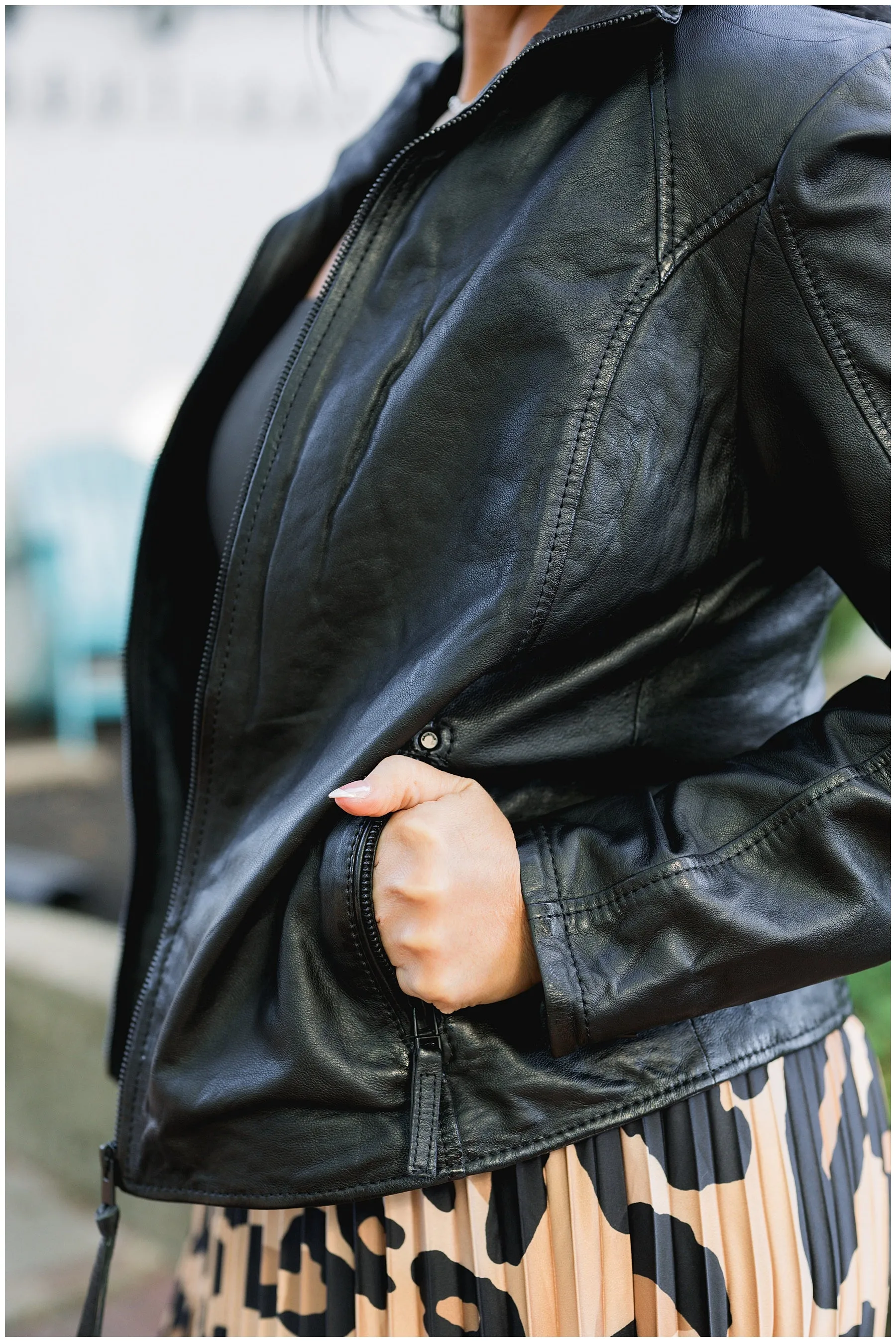 Else Genuine Leather Jacket Black