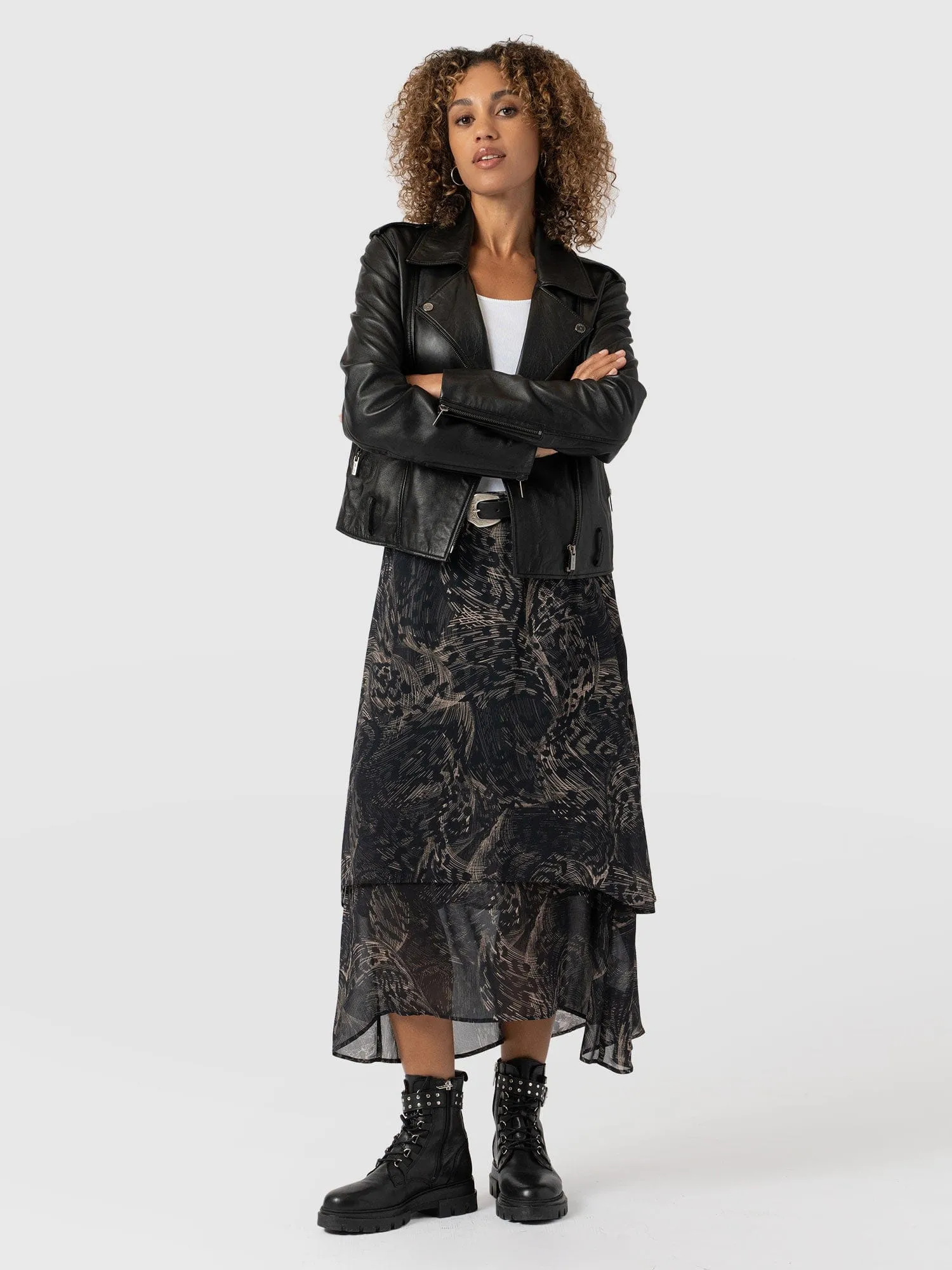 Etta Layered Skirt - Spot Feather
