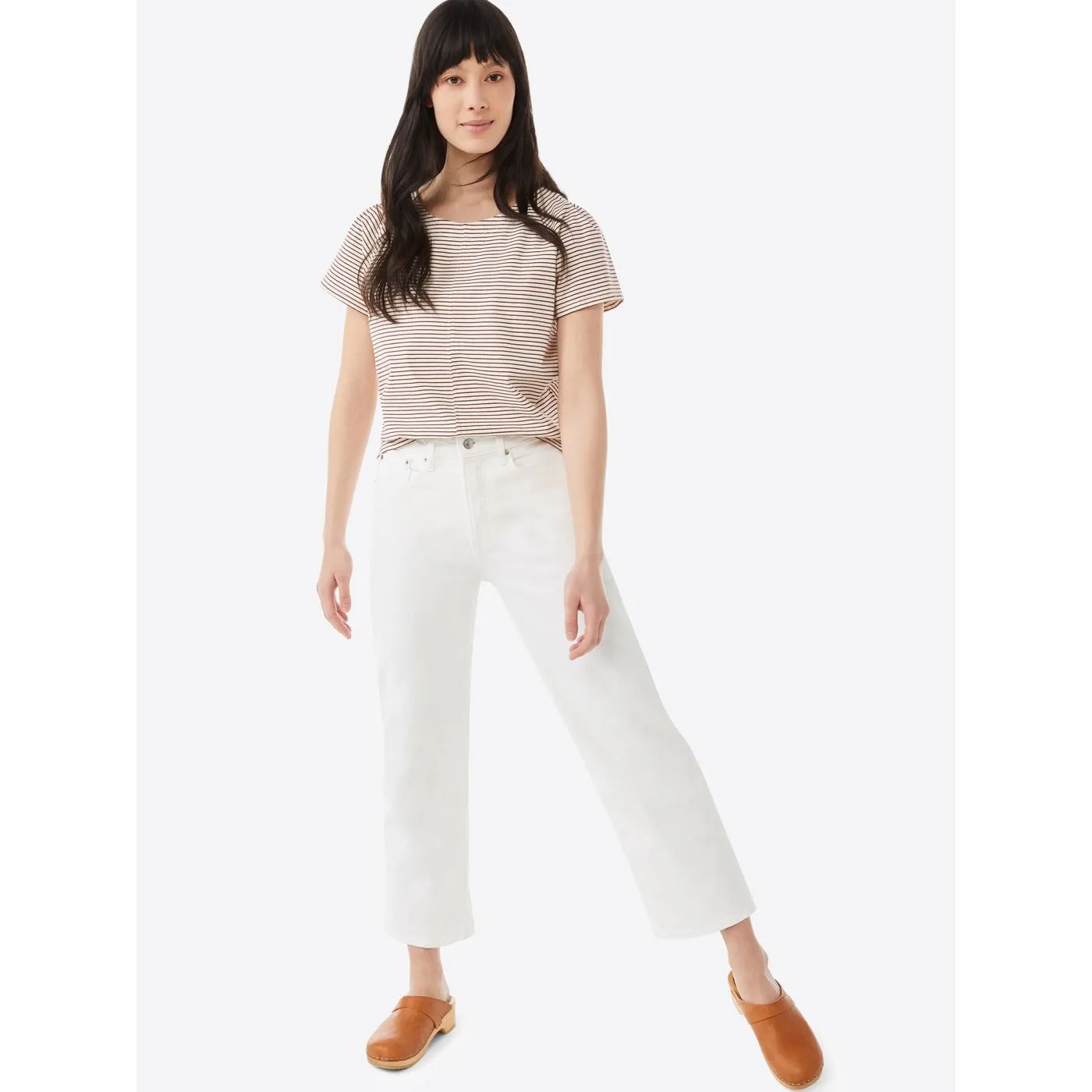 FA White Cropped Wide Straight Jeans