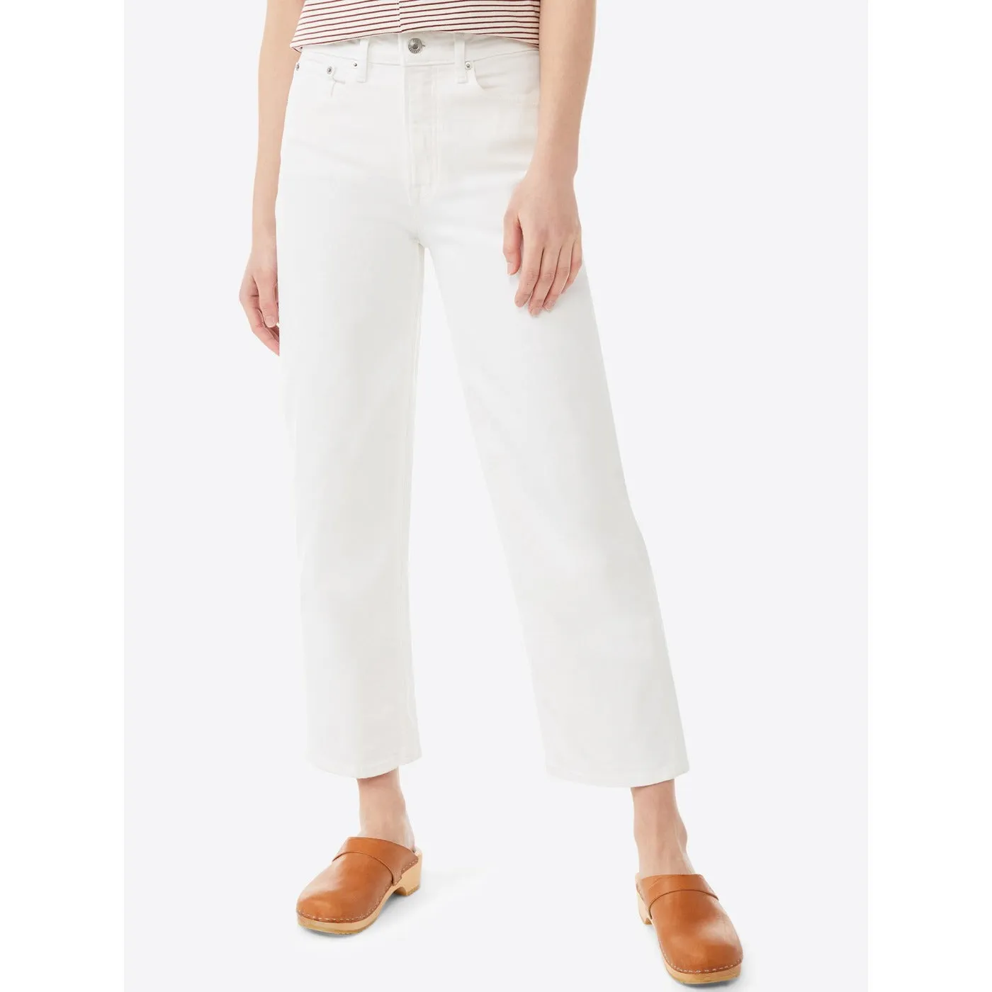 FA White Cropped Wide Straight Jeans